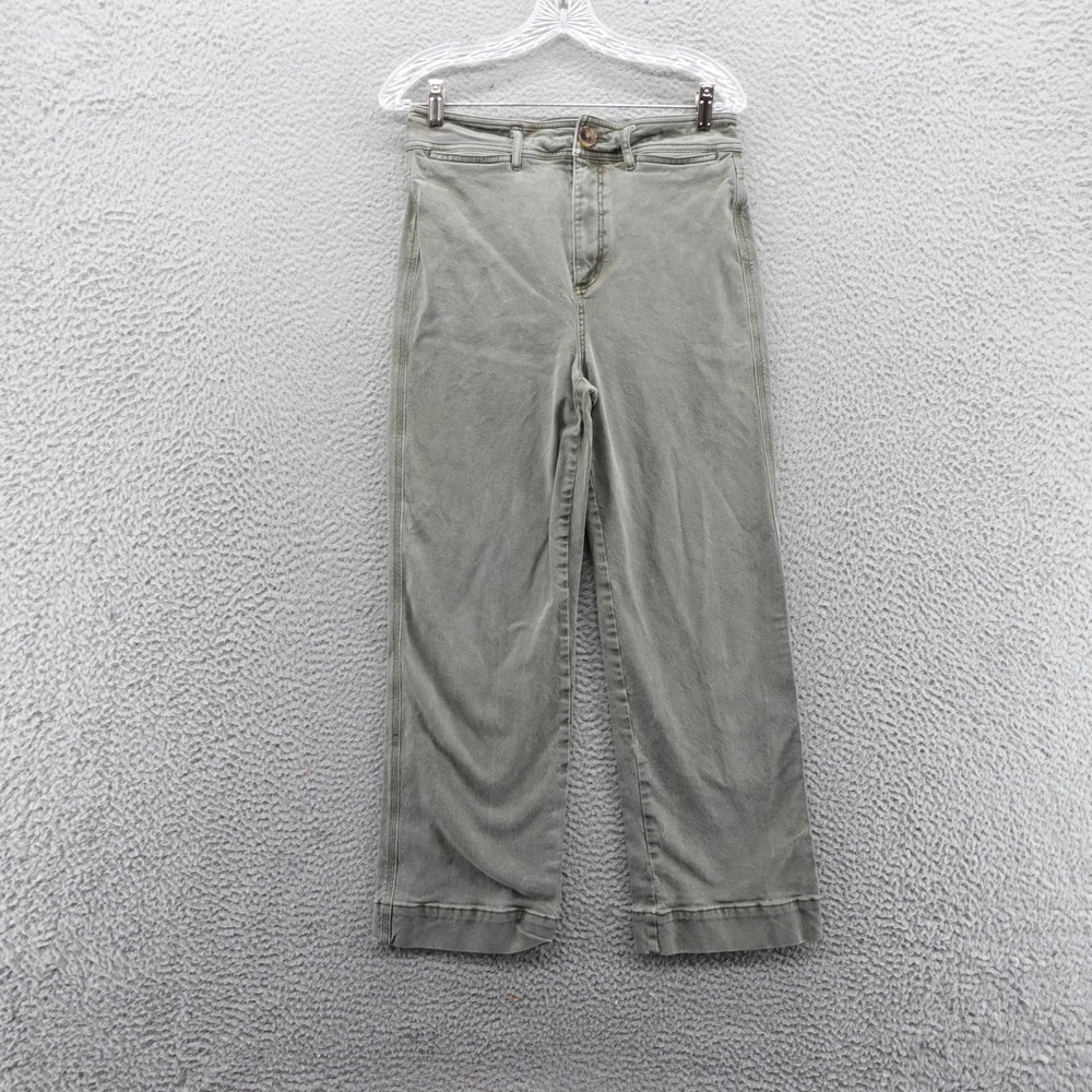 LOFT Womens‎ Olive Green High Waist Slim Wide Leg Crop Pants 27 Size 4 Utility